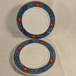 2 Set Signature Stoneware Taos Cobalt Blue Side Dessert Bread Plate Saucer Dish